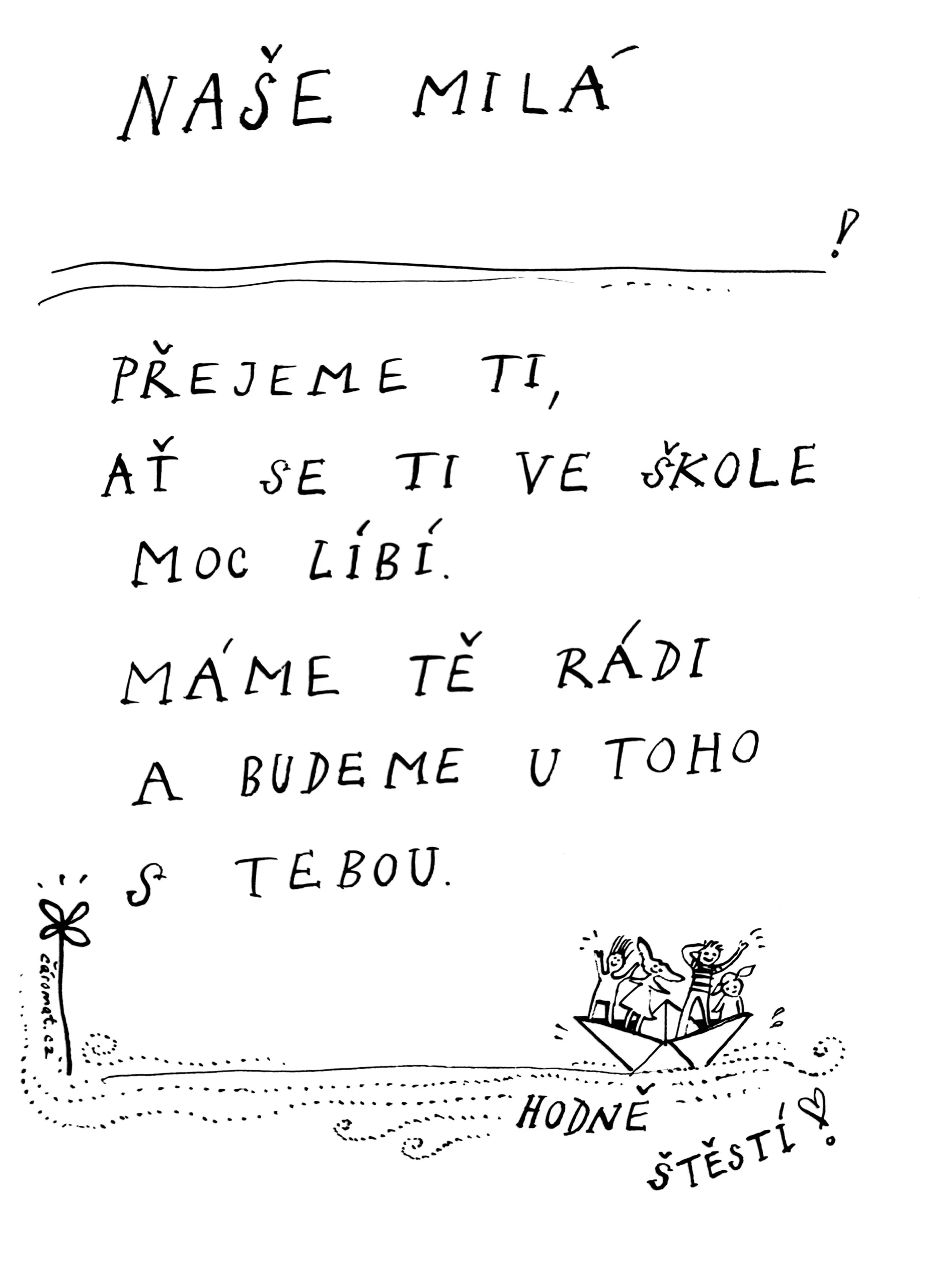 Přání pro prvňačku dívku k 1. září